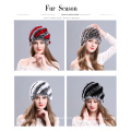 Dames d&#39;automne hiver beau chapeau de fourrure rabit manuel confortable